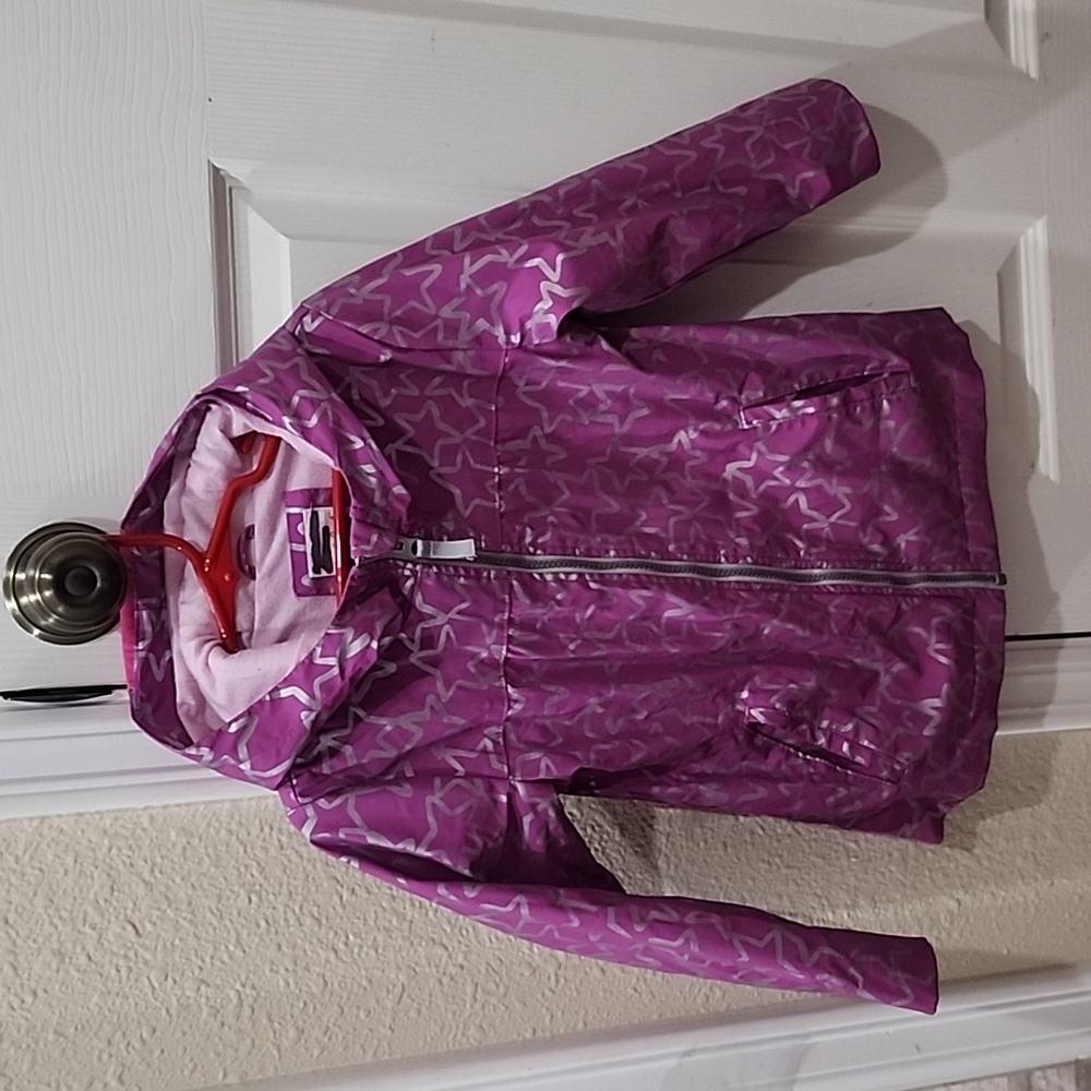 Cat & Jack, girl's purple, star, superhero mask, raincoat size 4T